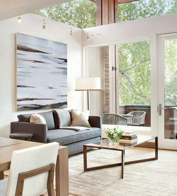 Abstract Painting Extra Large Canvas Art,Oversized Abstract Landscape Painting,Oversized Art,Brown,White,Blue.etc